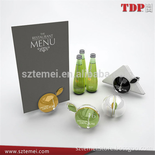 New design Plastic acrylic bar menu holders/table tent stand